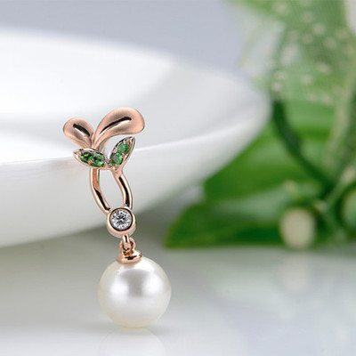 18K金項鏈女時尚18K黃金鎖骨鏈簡約珍珠吊墜寶石項鏈珠寶首飾女款